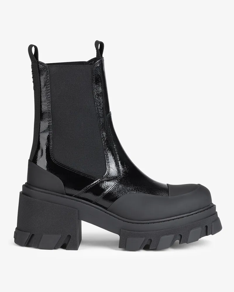 Ganni schwarz Mittelhohe Chelsea-Stiefel mit Stollenabsatz Calf Leather - Größe Schwarz