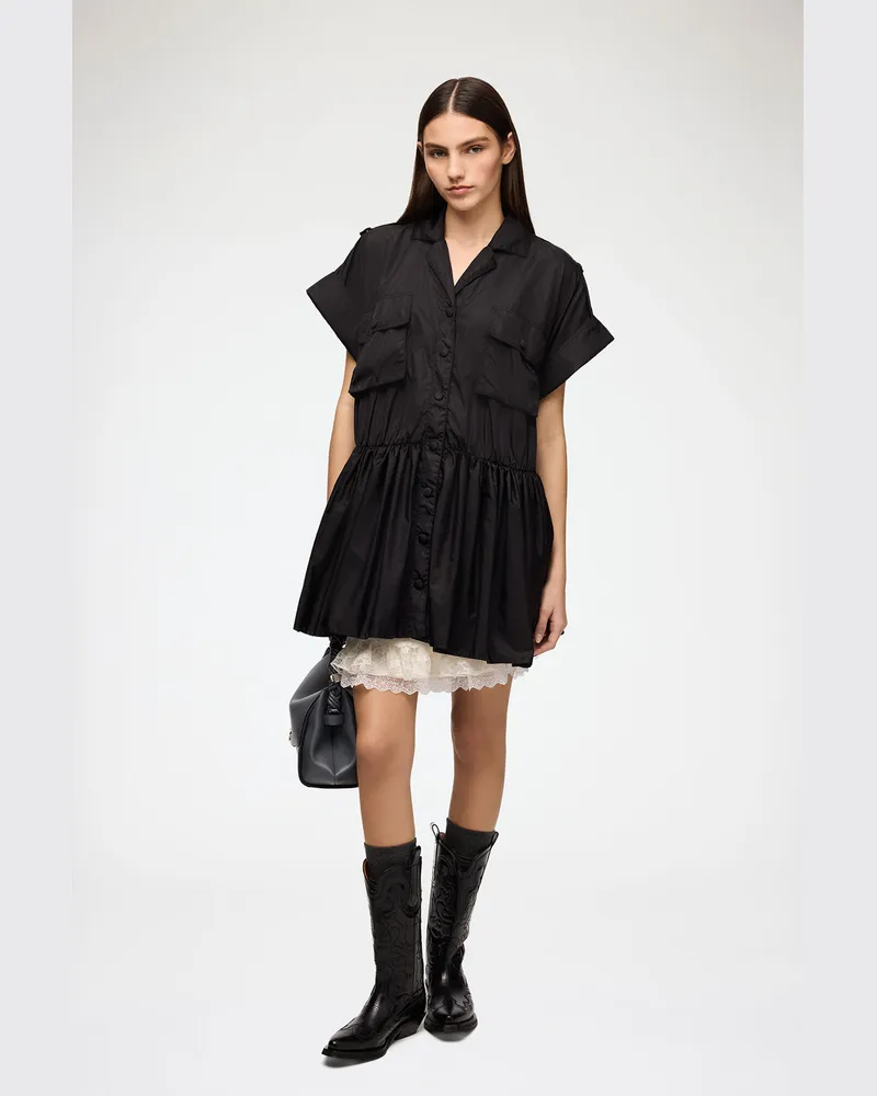 Ganni Kleid aus schwarzem Nylon - Größe schwarz Schwarz