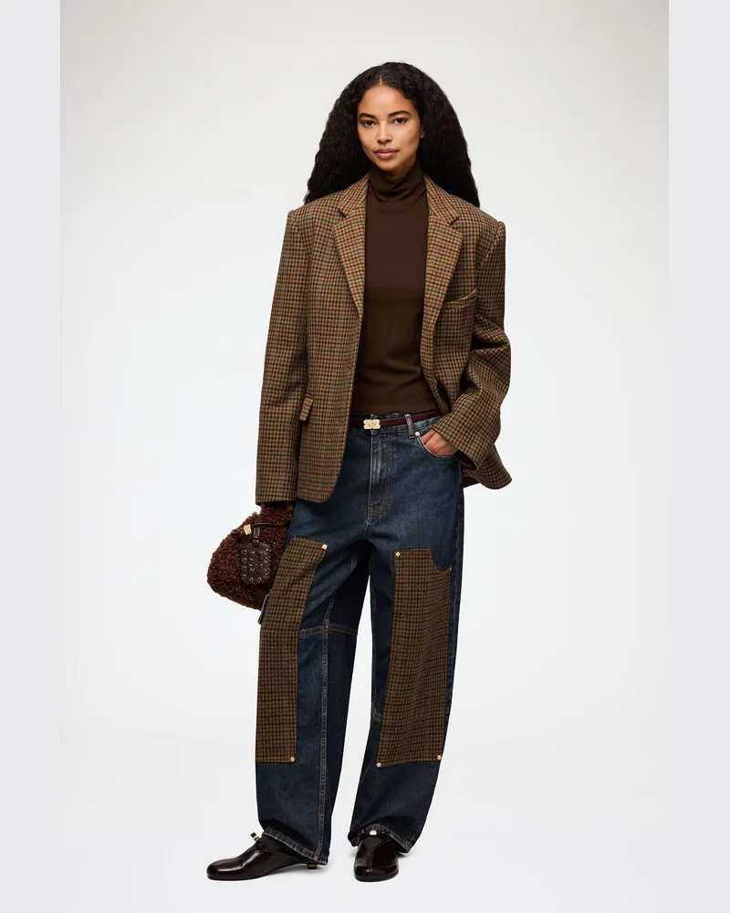 Ganni Blazer aus kariertem Twill gemischt Gemischt