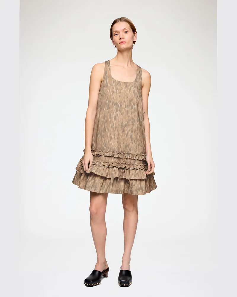 Ganni Burro Kleid aus bedruckter Baumwolle Bio-Baumwolle - Größe Burro