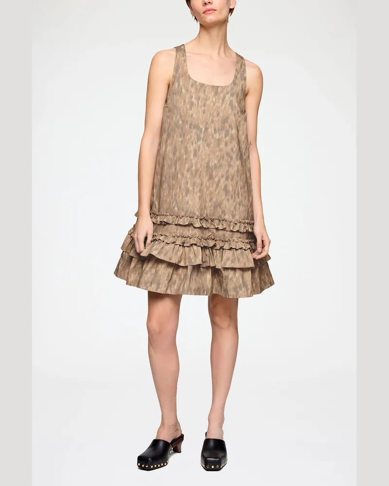 Ganni Burro Kleid aus bedruckter Baumwolle Bio-Baumwolle - Größe Burro