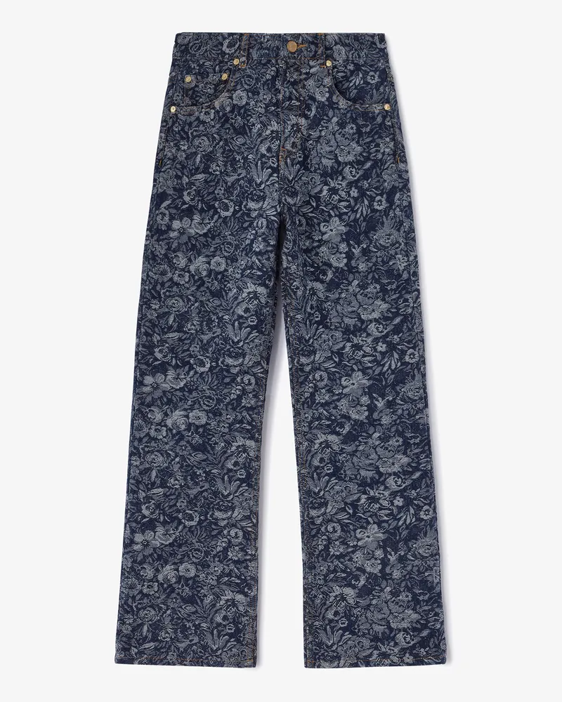 Ganni marineblau Betzy Cropped Jeans in Tapestry Denim Bio-Baumwolle - Größe Marineblau