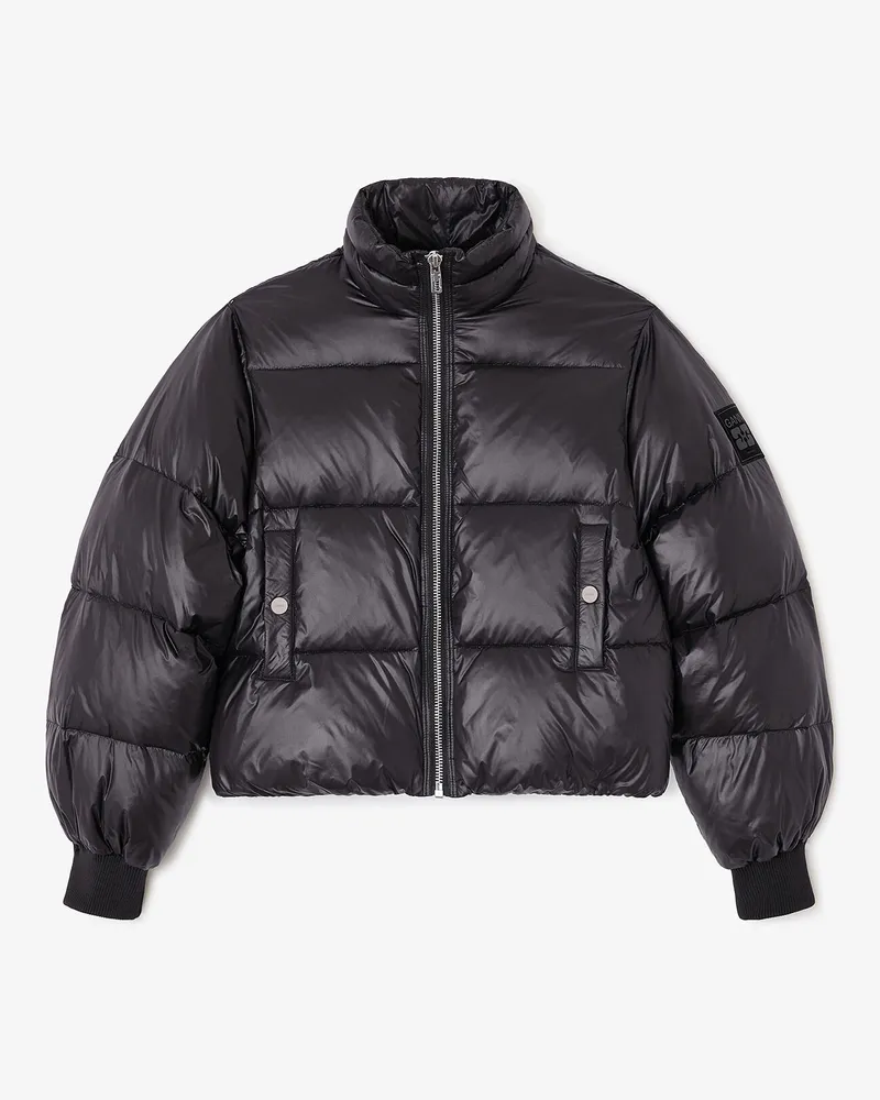 Ganni schwarz Schwarze kurze Pufferjacke Recycelte Nylon - Größe Schwarz