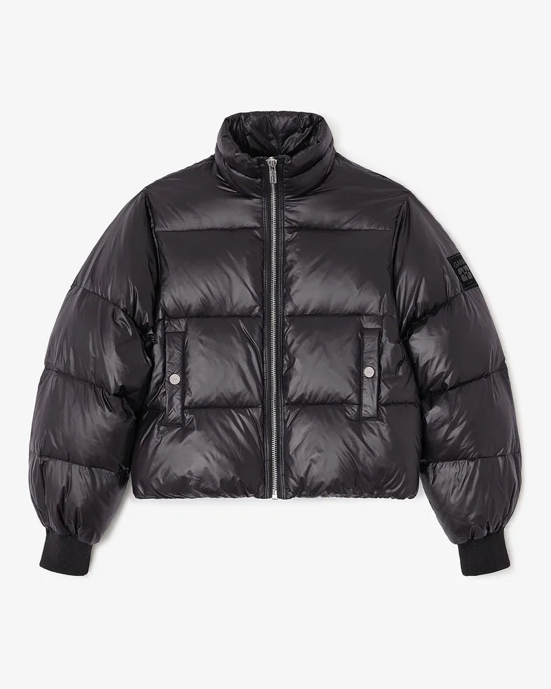 Ganni schwarz Schwarze kurze Pufferjacke Recycelte Nylon - Größe Schwarz