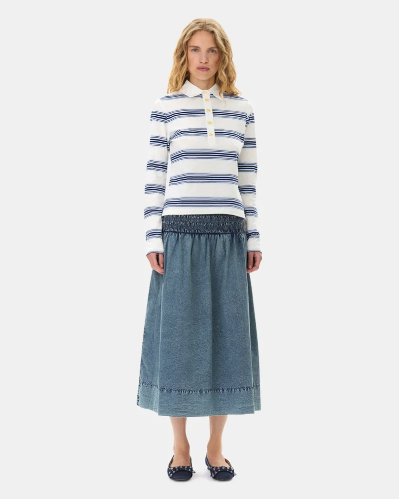 Ganni marineblau blau Cotton Poplin Smock Rock Baumwolle - Größe Marineblau