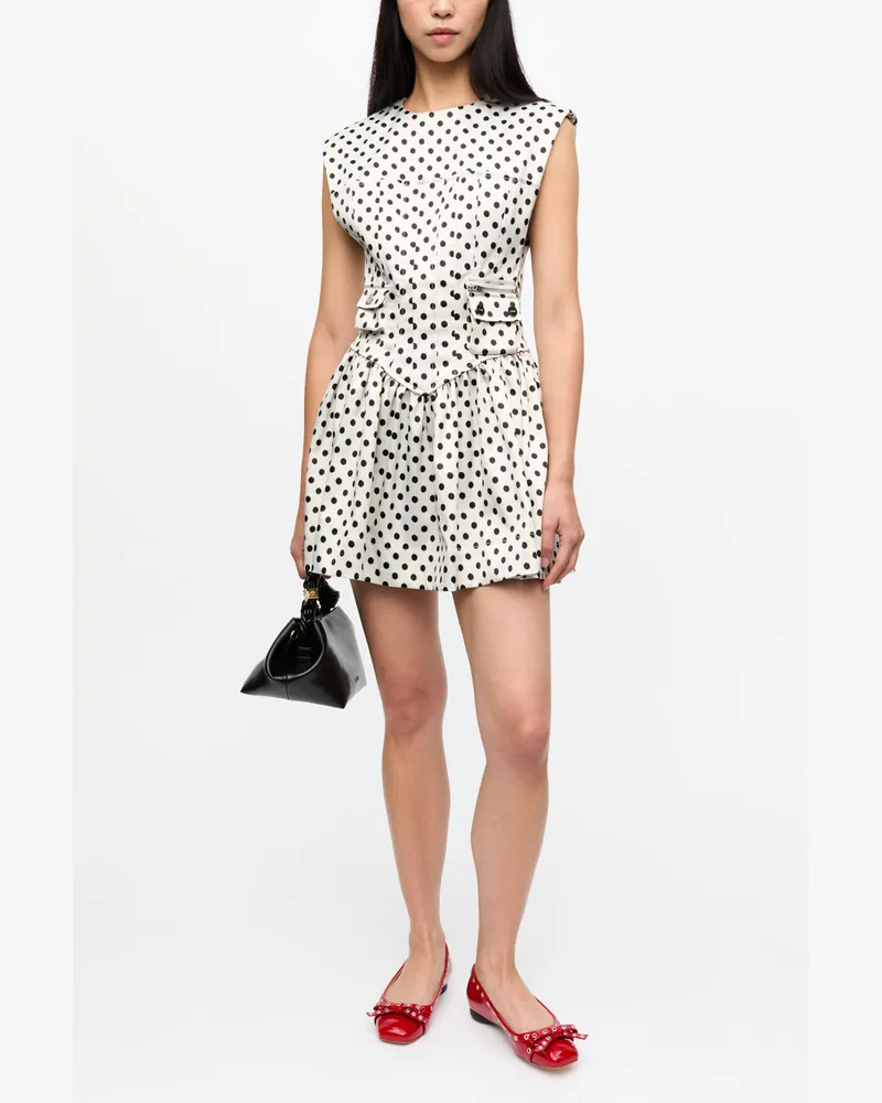 Ganni Gepunktetes Korsett-Minikleid aus Satin - Größe weiß Weiß
