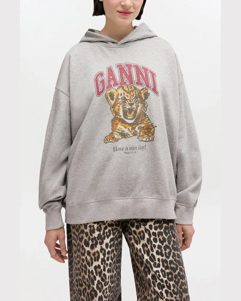 Ganni grau Hoodie in Grau-Tiger Bio-Baumwolle - Größe Grau