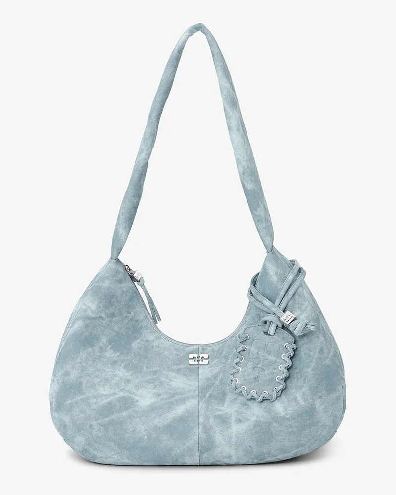 Ganni Mittelgroße Hobo-Tasche, gebleicht blau Blau