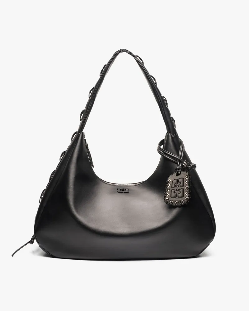 Ganni Schwarze Hobo Bag in XXL-Format schwarz Schwarz