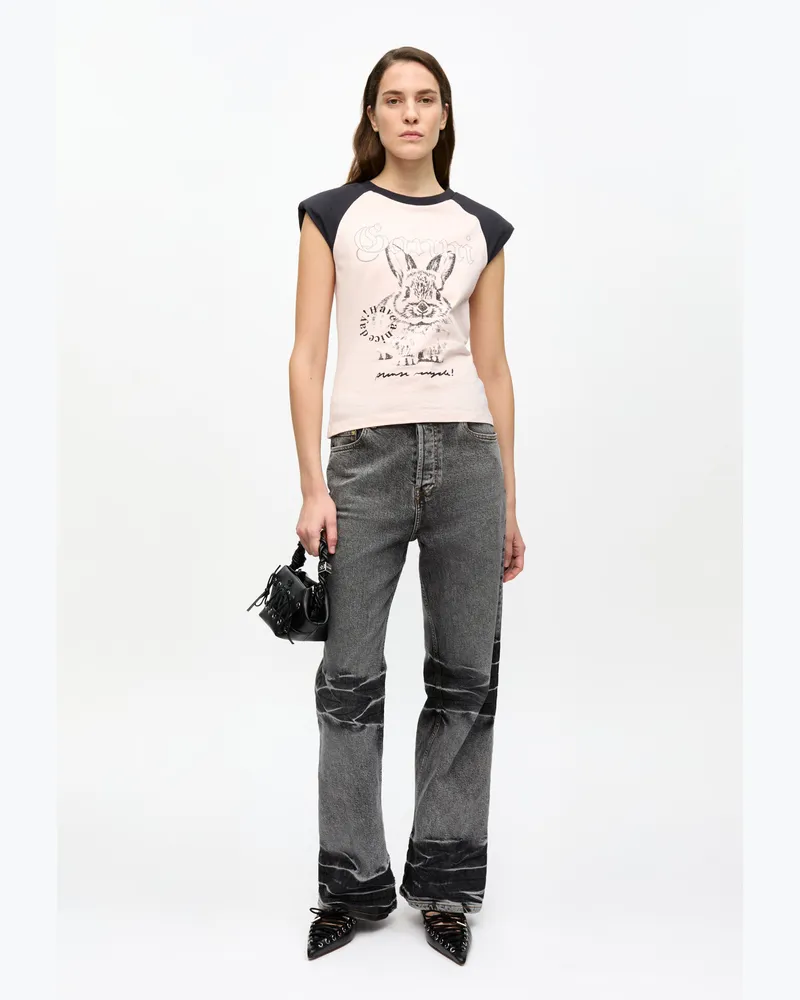 Ganni schwarz Grau gewaschene Izey-Jeans Elastan - Größe Schwarz