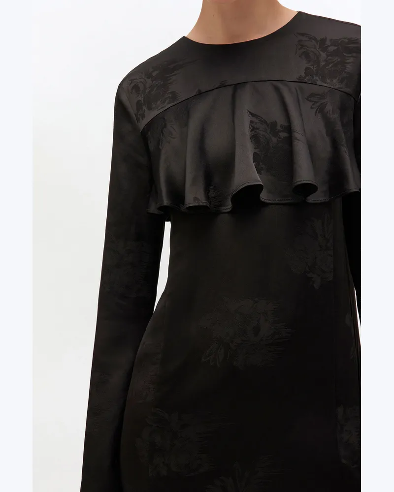 Ganni Schwarzes Minikleid mit Rüschen schwarz Schwarz