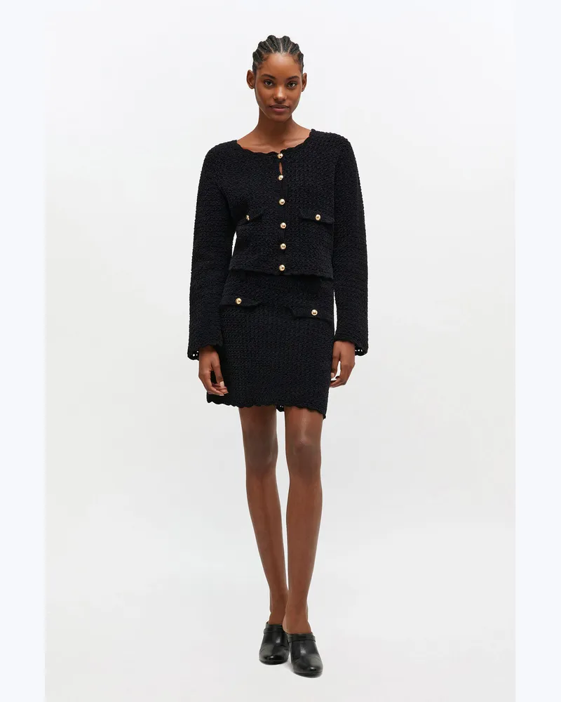 Ganni schwarz Schwarzer Häkel-Minirock Bio-Baumwolle - Größe Schwarz