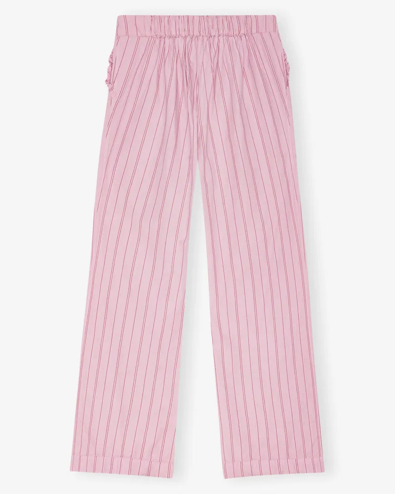 Ganni Lilac Sachet Gestreifte Baumwoll-Pyjama-Hose Baumwolle - Größe Lilac