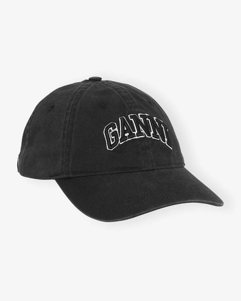 Ganni Schwarze Canvas-Kappe schwarz Schwarz