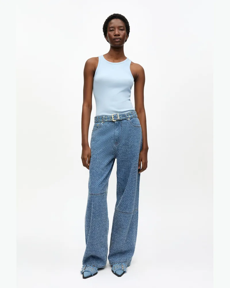 Ganni blau Blaue, strukturierte Izey-Jeans Bio-Baumwolle - Größe Blau