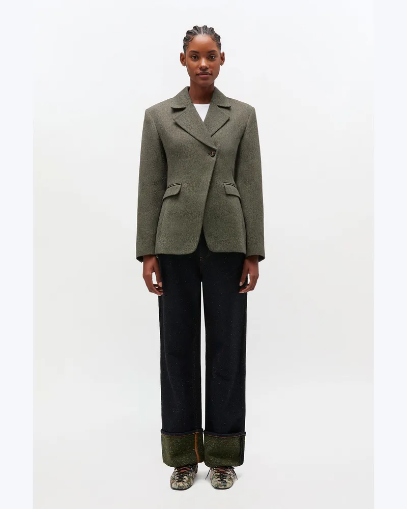 Ganni Grüner Mouline-Blazer Forest Night Forest