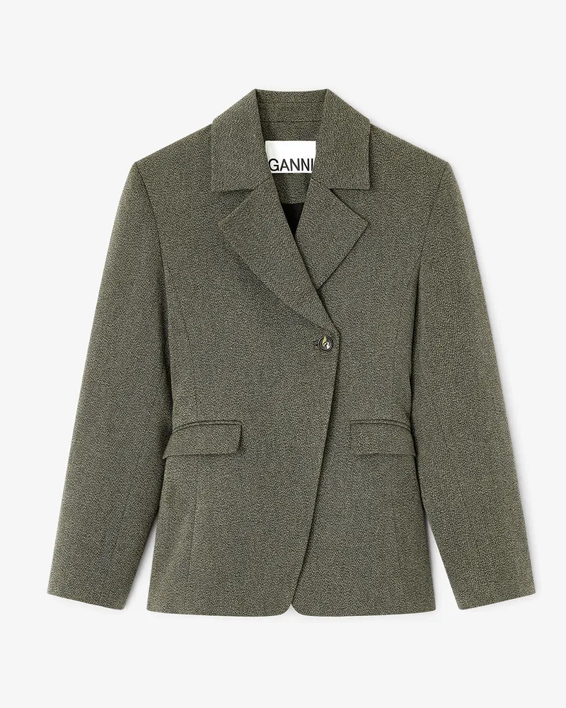 Ganni Grüner Mouline-Blazer Forest Night Forest