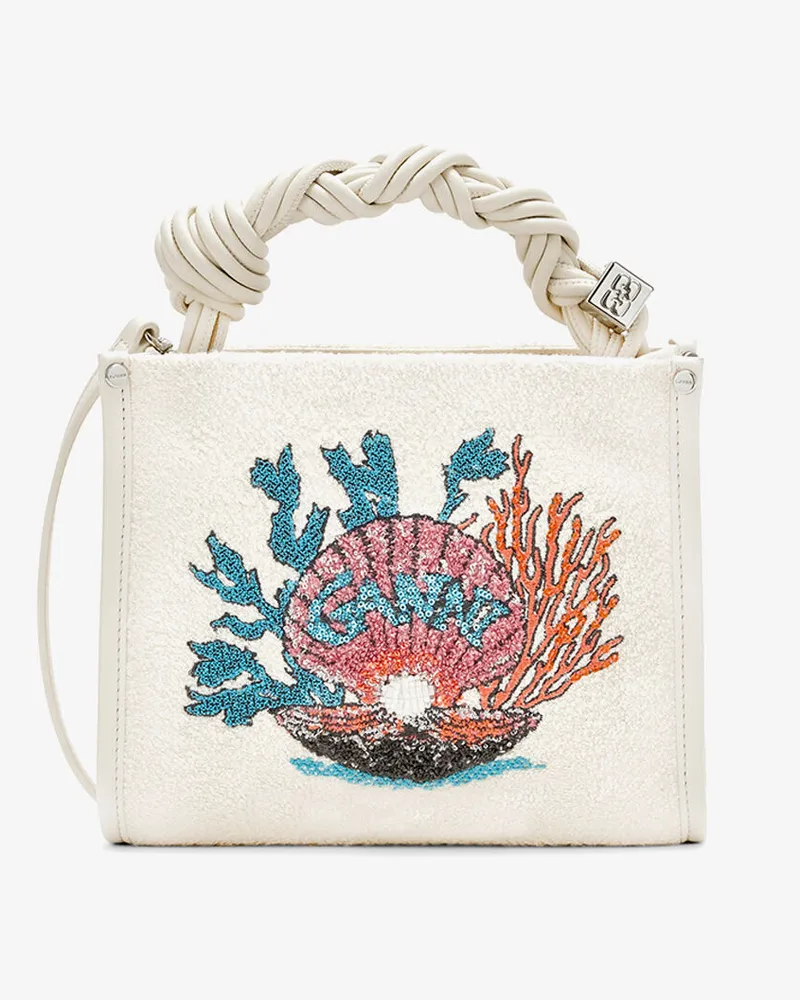Ganni Kleine Bou Shopper-Tasche aus weißem Frottee weiß 