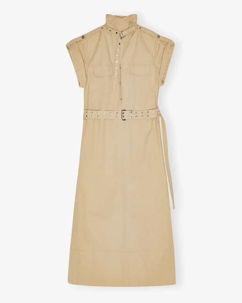 Ganni beige beiges Stretchkleid aus Baumwolle Bio-Baumwolle - Größe Beige