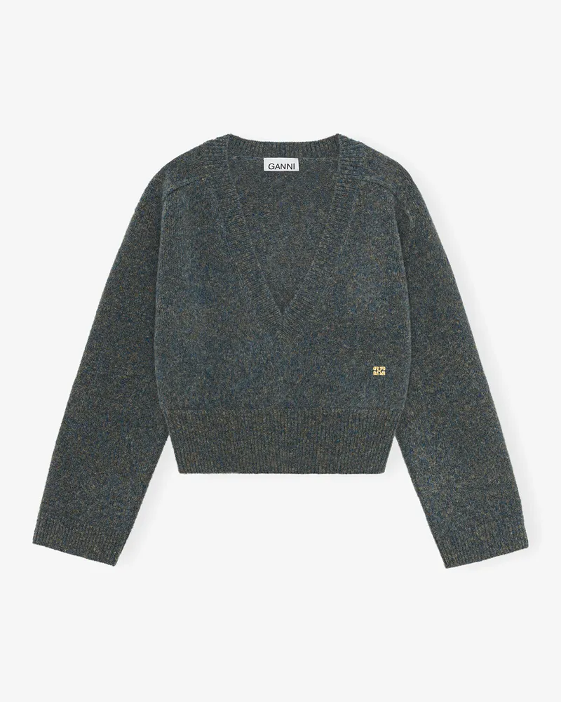 Ganni blau Coral Pullover aus gebürstetem Mohair Wolle - Größe Blau