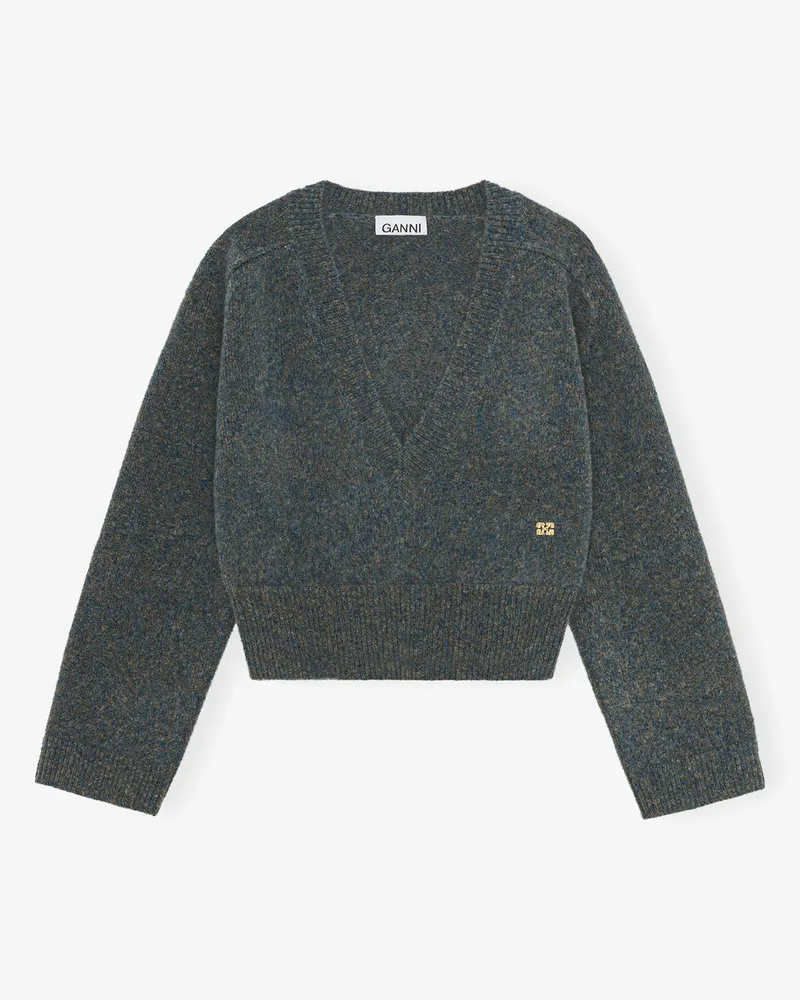 Ganni blau Coral Pullover aus gebürstetem Mohair Wolle - Größe Blau