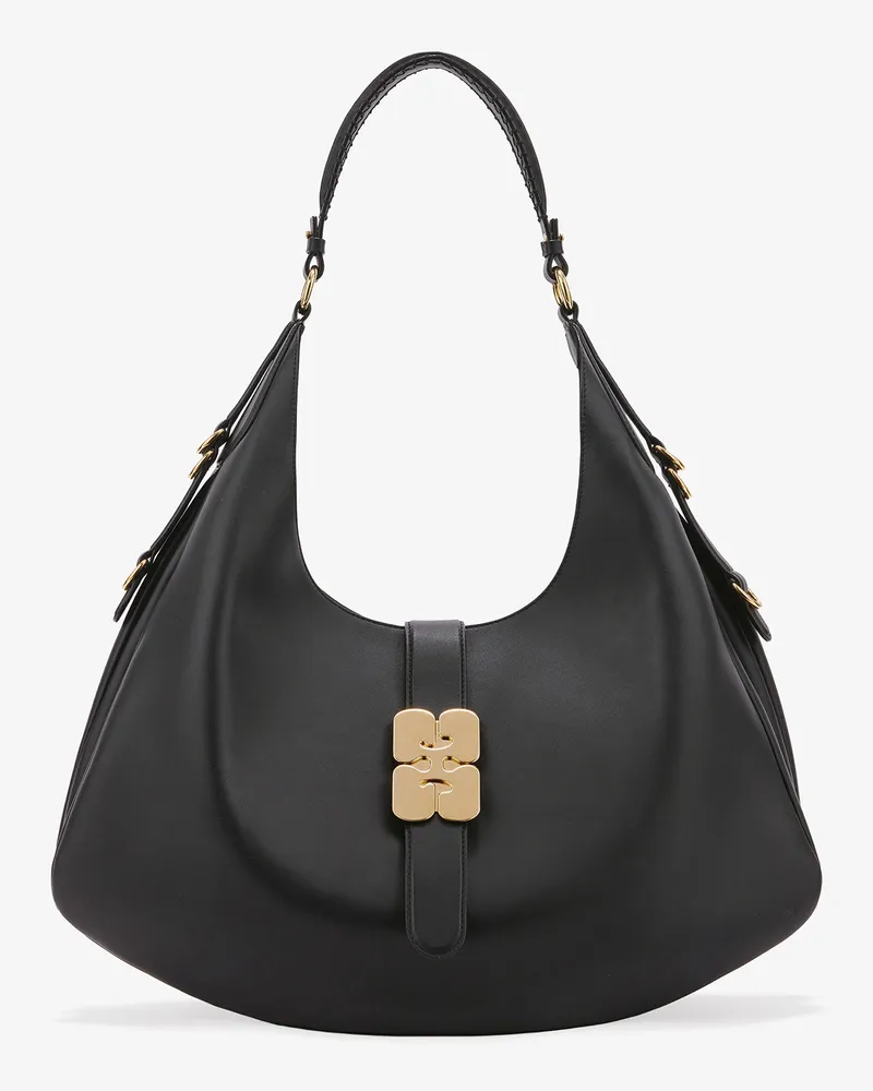 Ganni Große schwarze Kat-Tasche schwarz Schwarz
