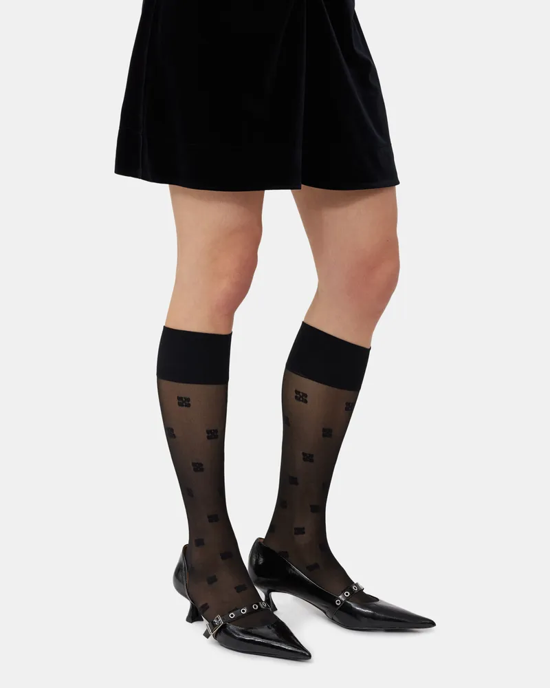 Ganni Schwarze Schmetterlingssocken aus Spitze - Größe schwarz Schwarz