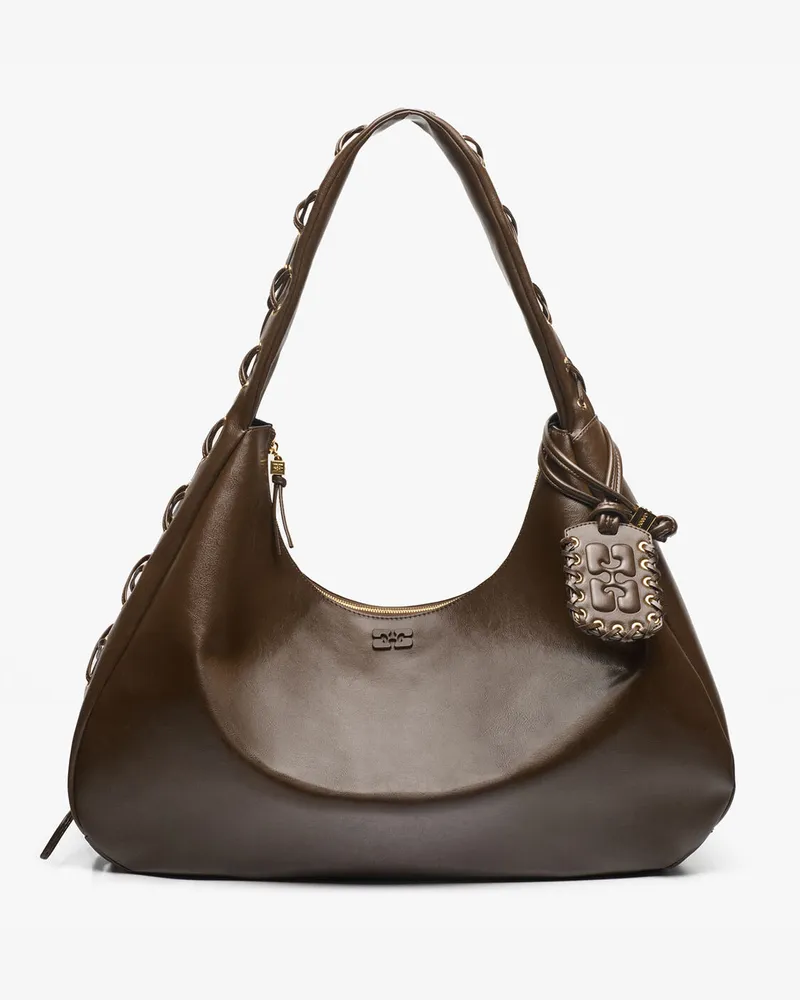 Ganni Dunkel-olivfarbene Oleatex Hobo-Tasche im XXL-Format grün Grün