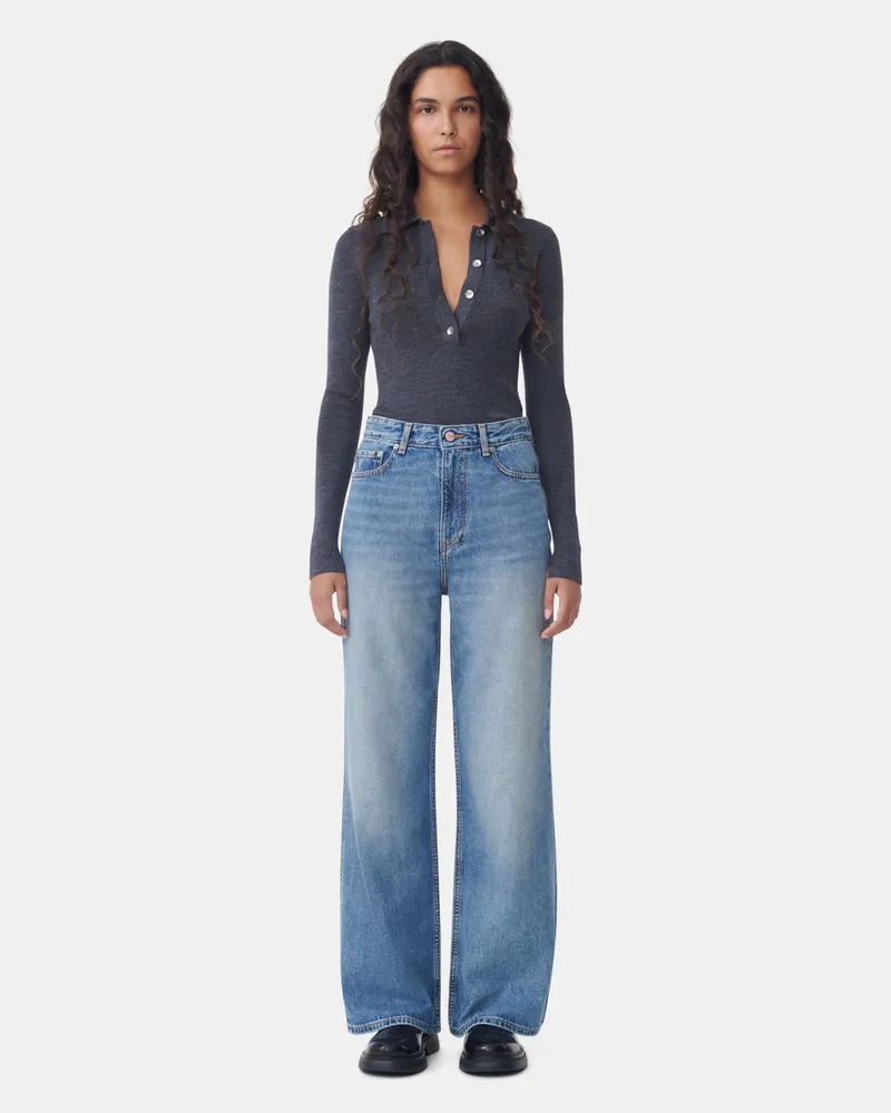 Ganni blau Mittelblaue Vintage-Magny-Jeans Baumwolle - Größe Blau
