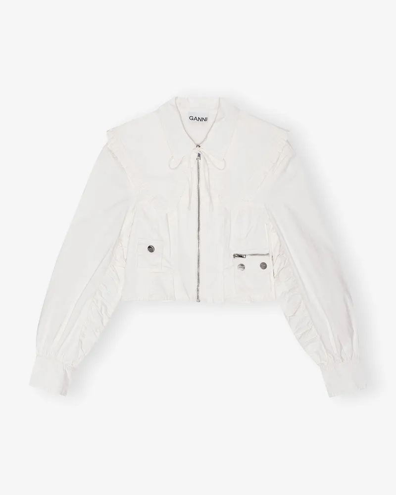 Ganni weiß Washed Stretch Cotton Bomber Corset Shirt Baumwolle - Größe Weiß