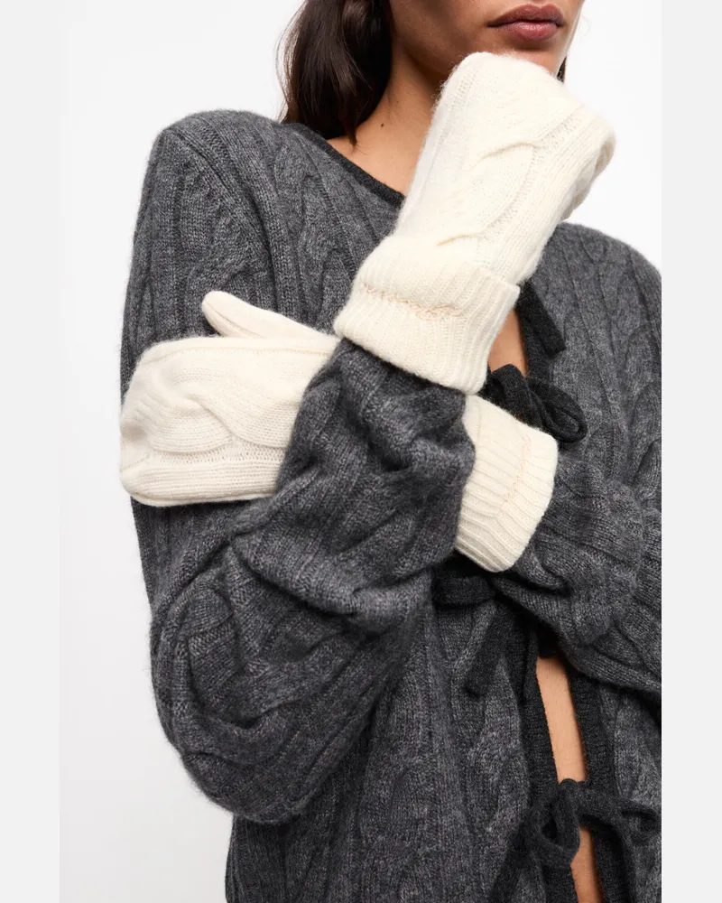 Ganni Weiß Cashmere-Mix Fäustlinge Weiß
