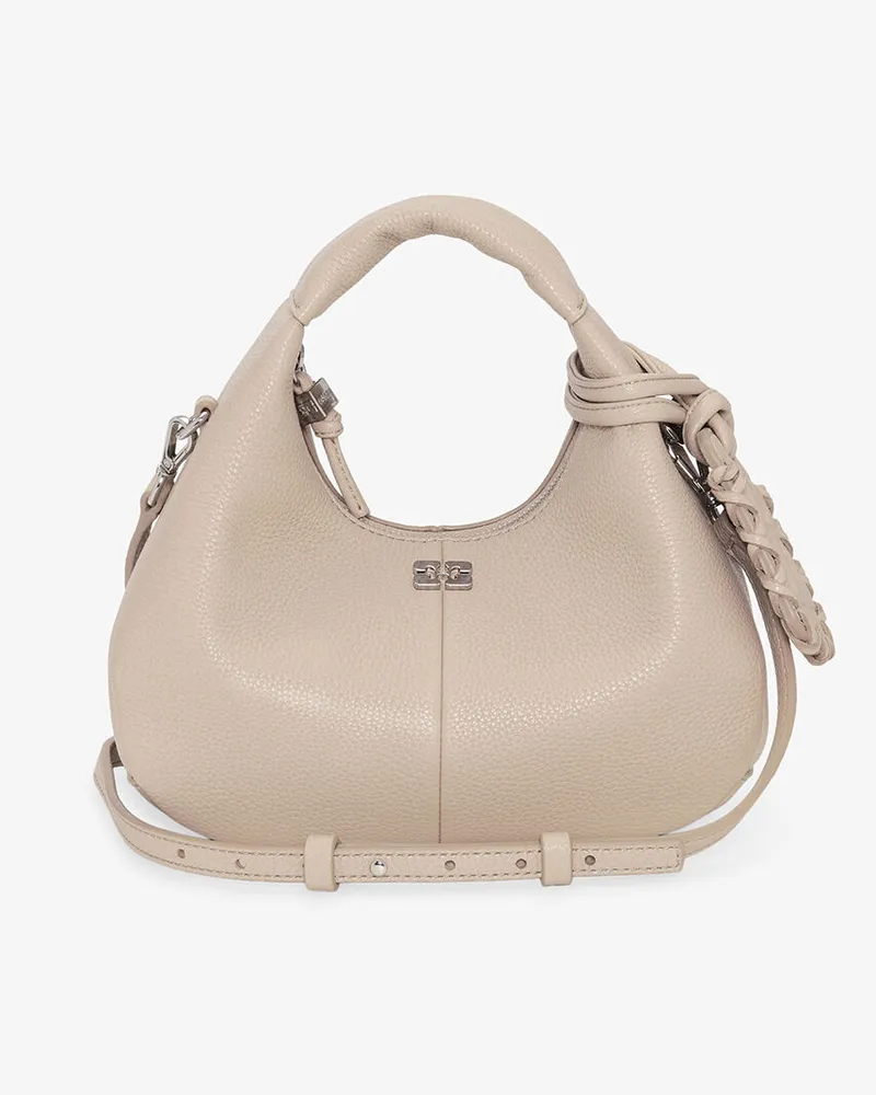 Ganni Hellgraue Mini-Hobo-Tasche Light grau Grau