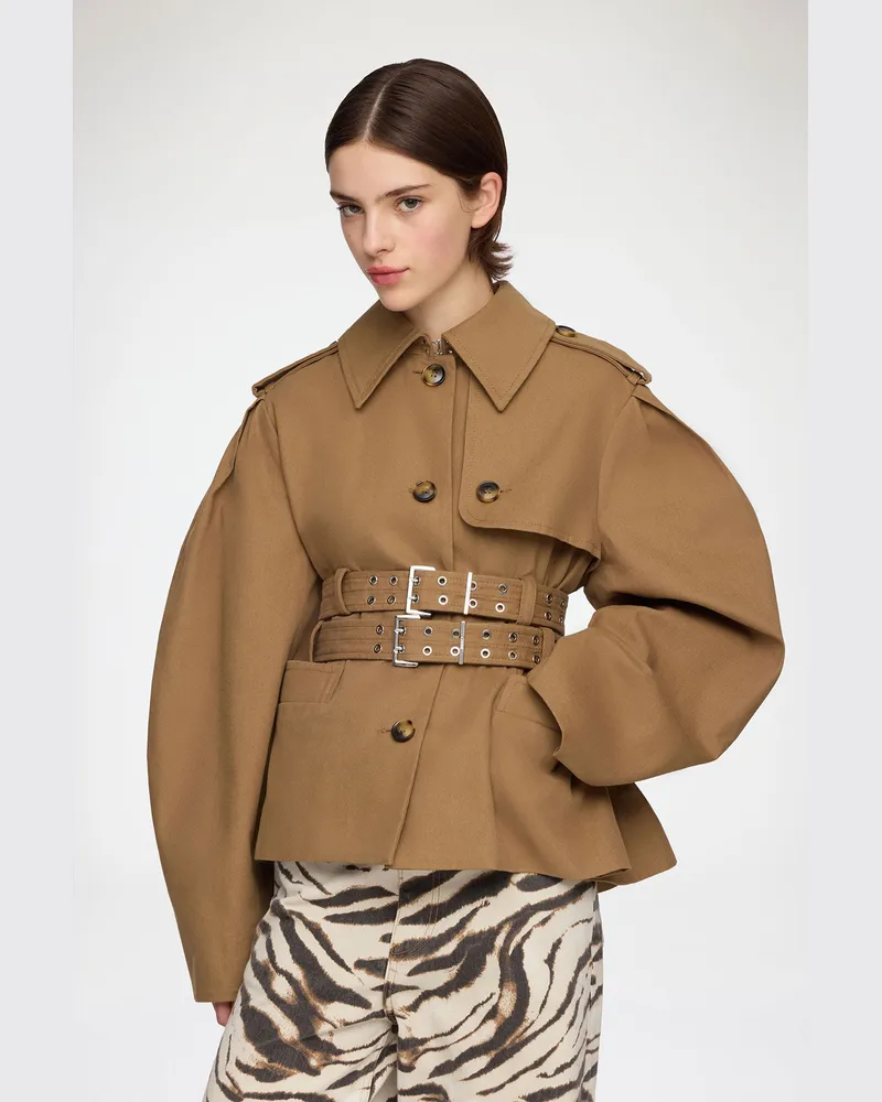 Ganni goldfarben Jacke aus beigem Canvas Bio-Baumwolle - Größe Goldfarben