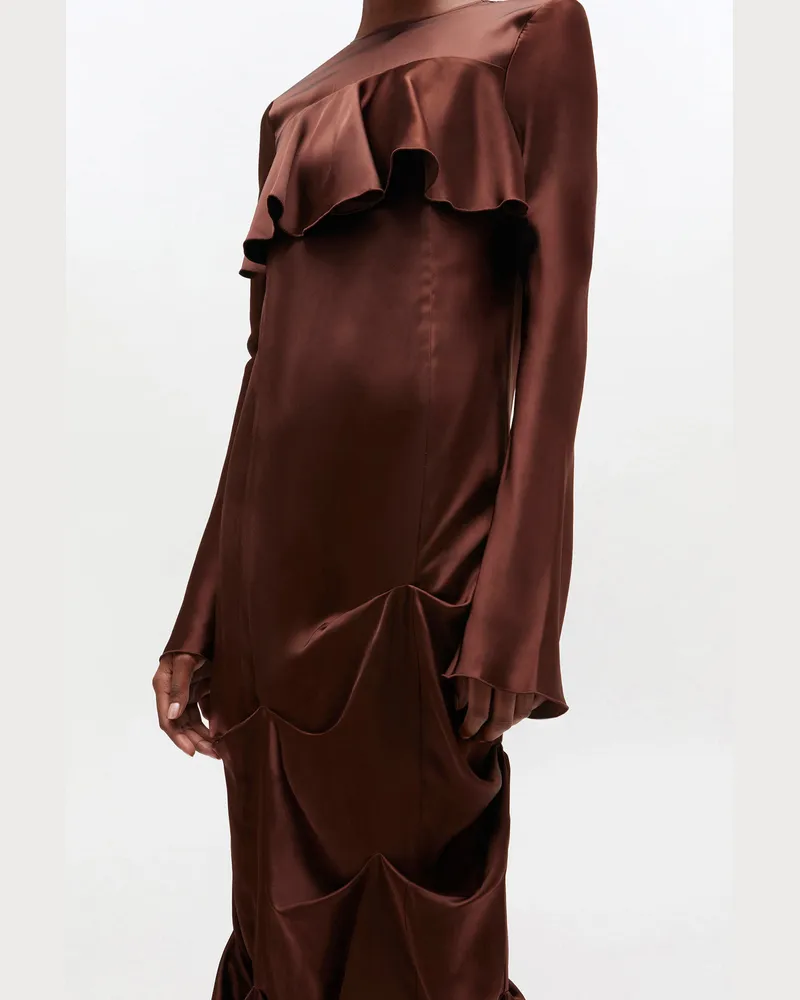 Ganni braun Braunes Rüschenkleid Viskose - Größe Braun