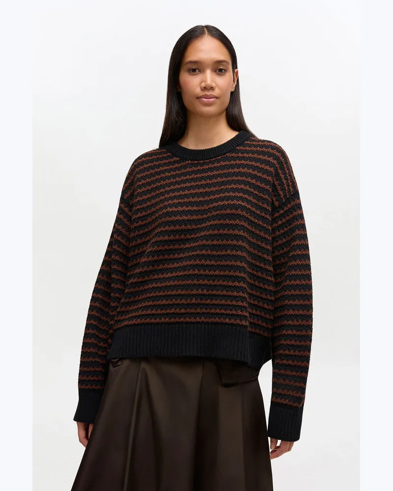 Ganni braun Gestreifter Pullover aus einer Wollmischung Wolle - Größe Braun