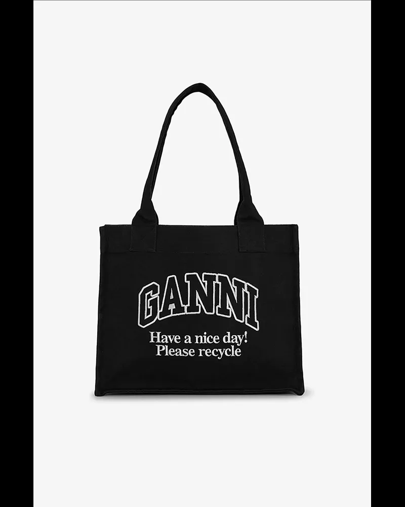 Ganni Große Tote Bag in Schwarz gemischt 