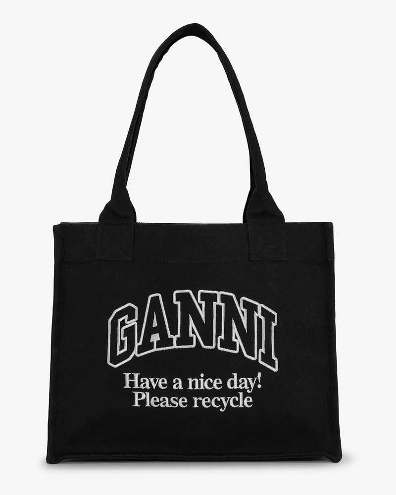 Ganni Große Tote Bag in Schwarz gemischt 