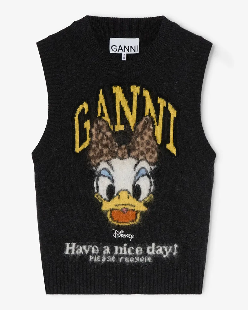 Ganni gemischt x Disney - Wollweste mit Daisy-Duck-Grafik - Größe Gemischt