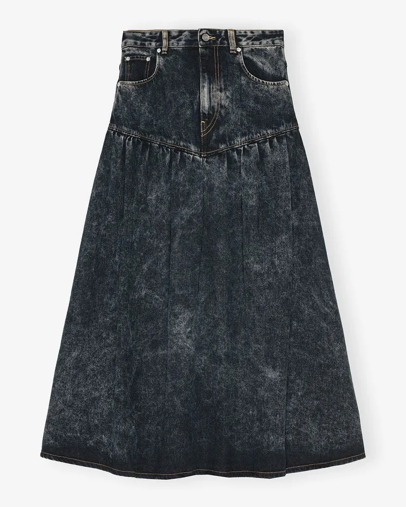 Ganni schwarz Schwarzer gewaschener Jeansrock Tencel - Größe Schwarz