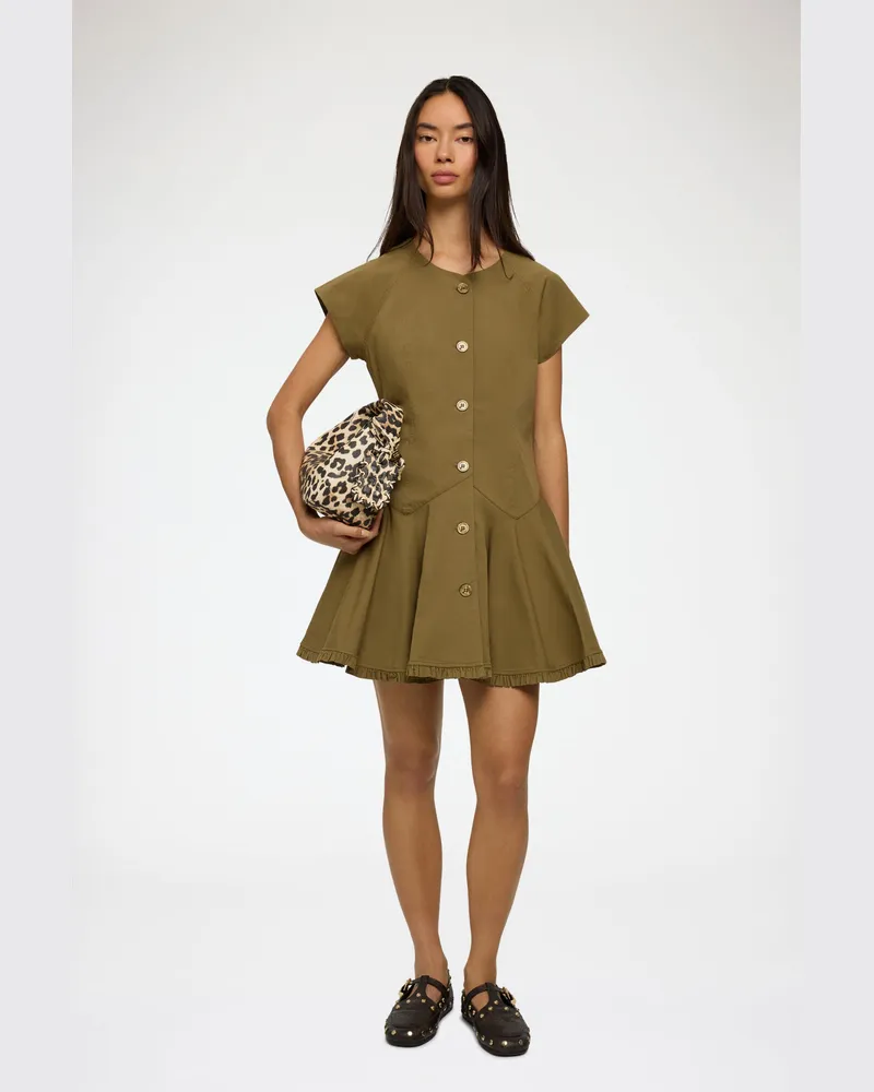 Ganni grün Kleid aus grüner Baumwolle Bio-Baumwolle - Größe Grün