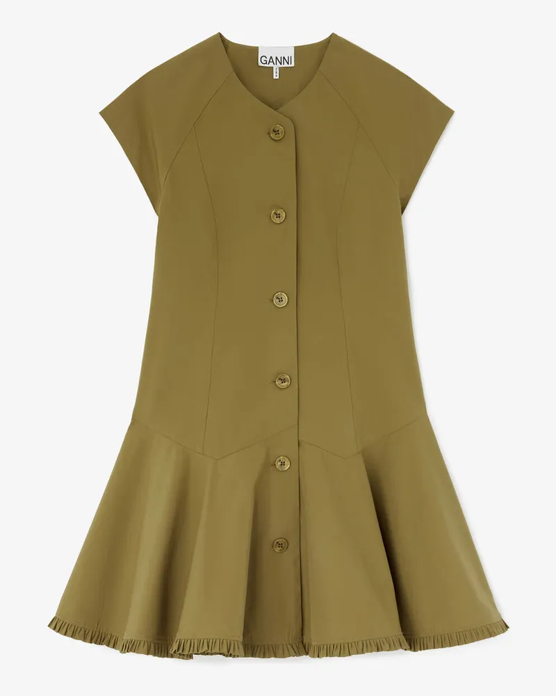 Ganni grün Kleid aus grüner Baumwolle Bio-Baumwolle - Größe Grün