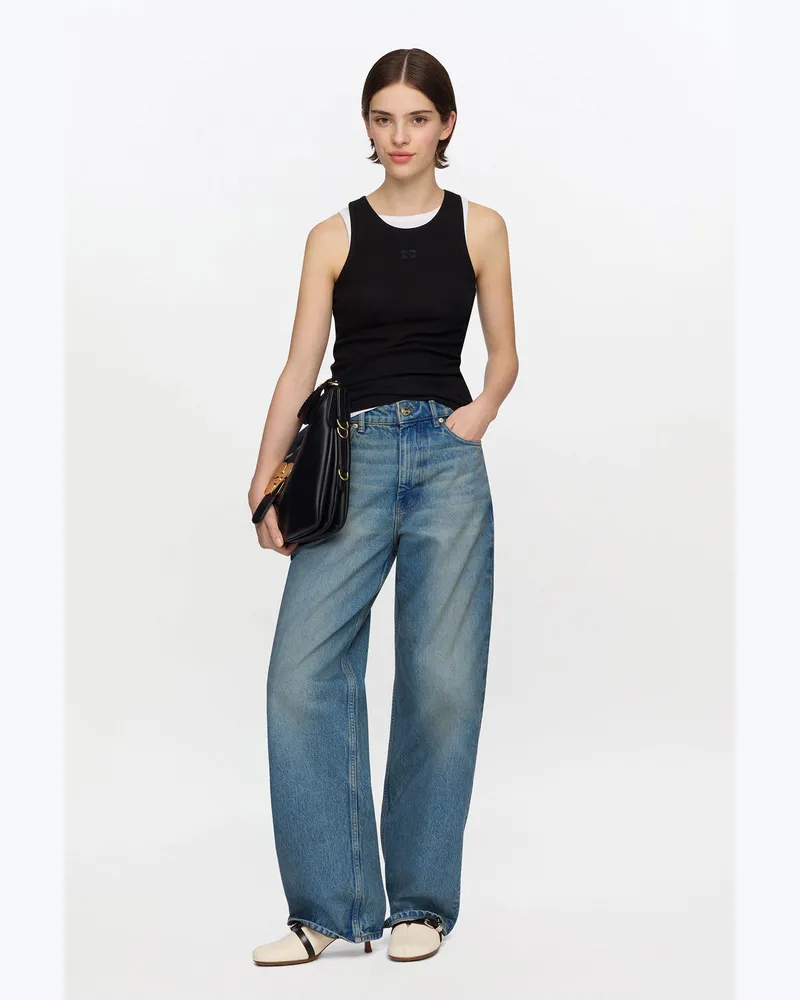 Ganni schwarz Tanktop aus Rippbaumwolle Bio-Baumwolle - Größe Schwarz
