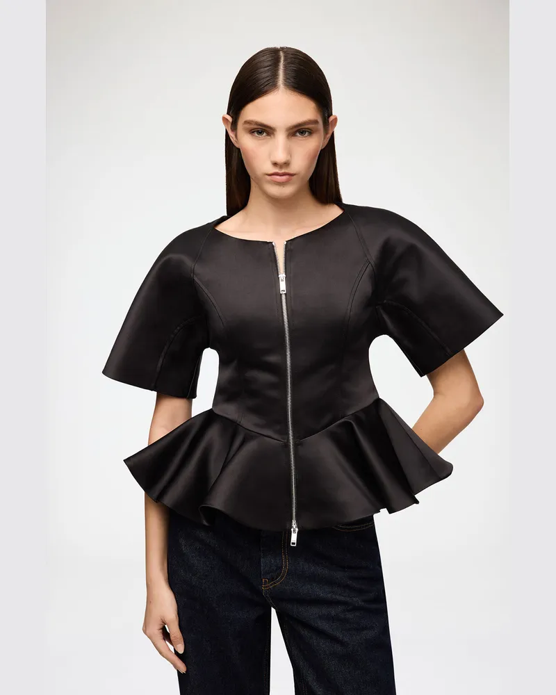 Ganni Bluse aus schwarzem Satin - Größe schwarz Schwarz