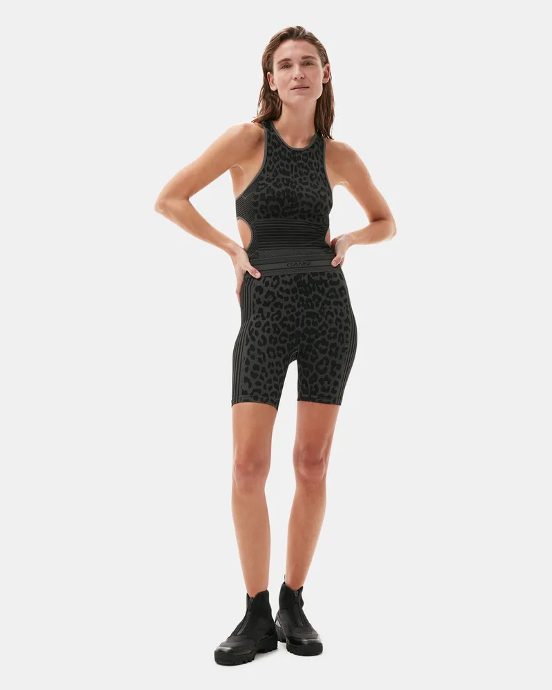 Ganni Nahtlose Jacquard-Shorts - Größe schwarz Schwarz