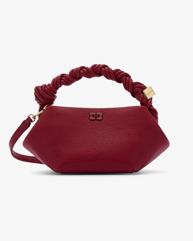 Ganni Genarbte Mini-Bou-Tasche Dark rot Rot