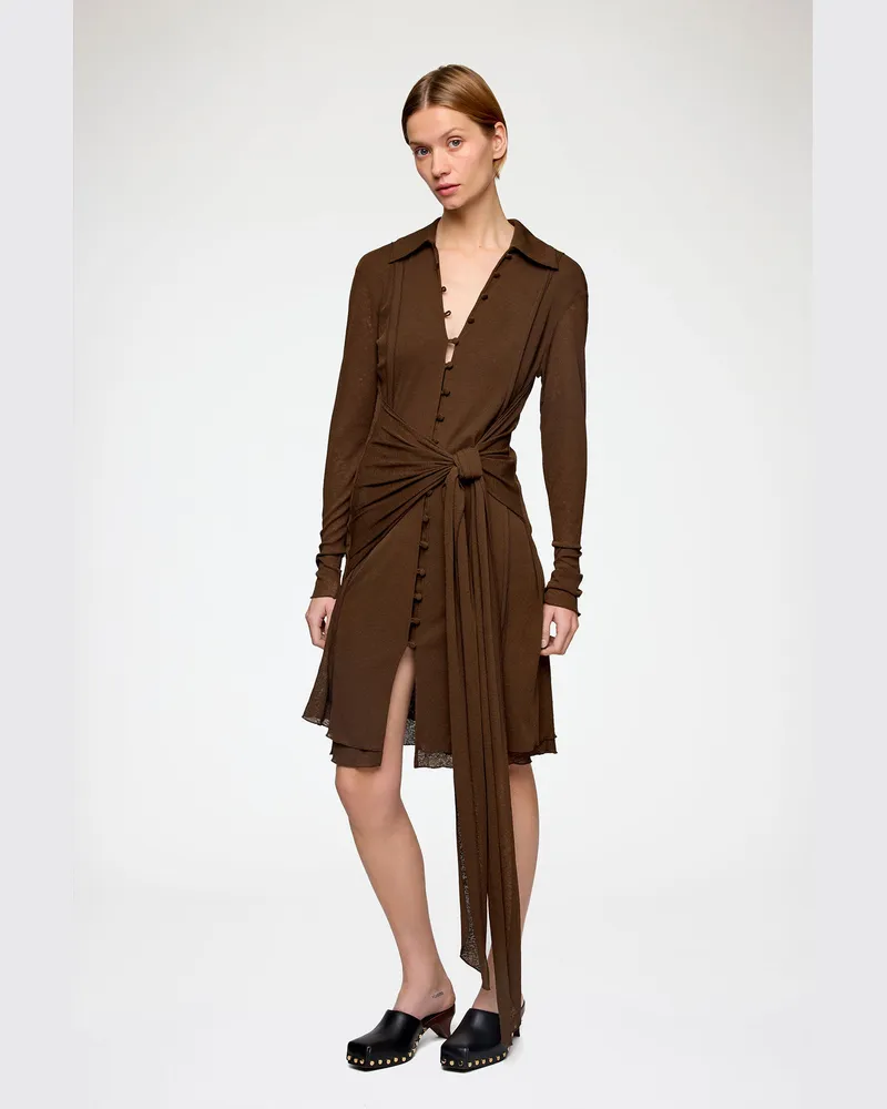 Ganni Kurzes Kleid aus meliertem Netzstoff - Größe braun Braun