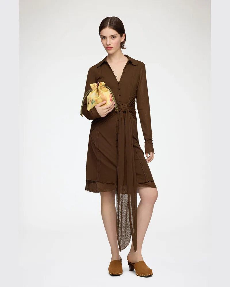 Ganni Kurzes Kleid aus meliertem Netzstoff - Größe braun Braun