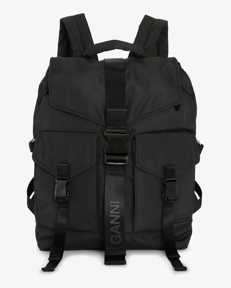 Ganni Schwarzer Tech-Rucksack schwarz 