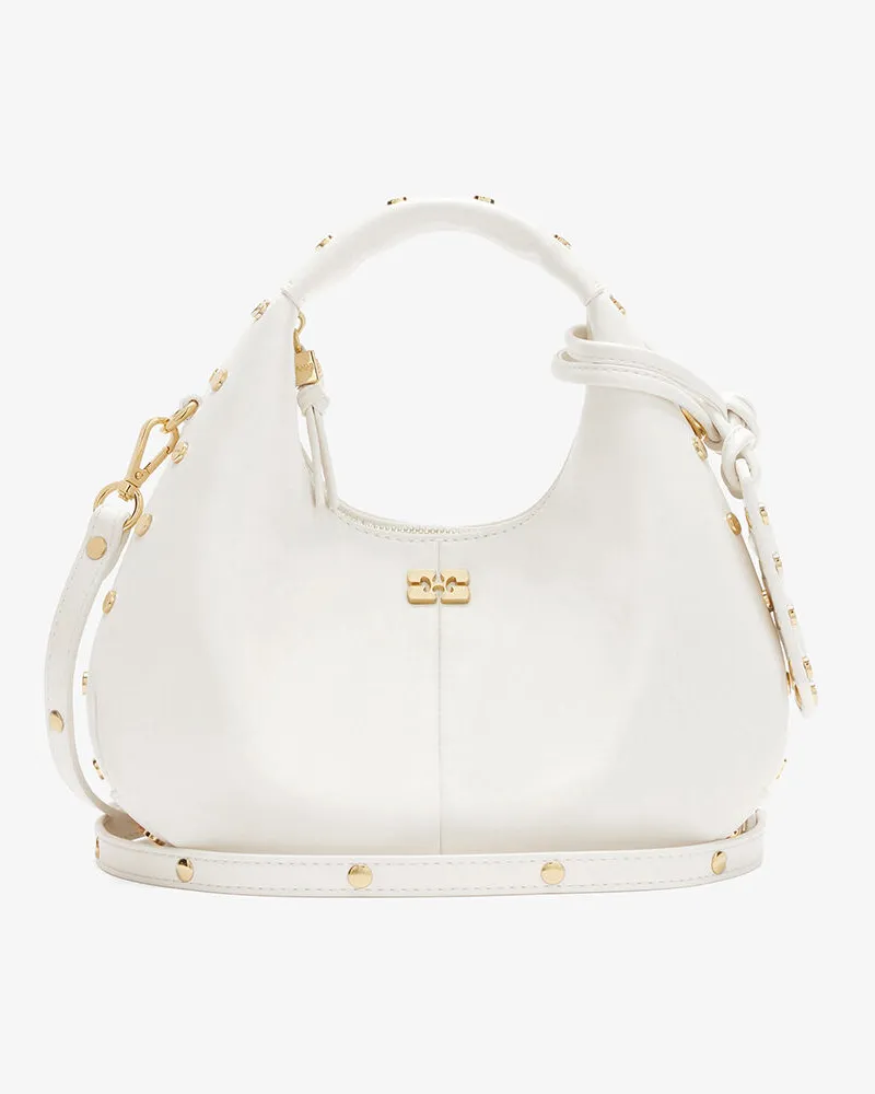 Ganni Mini-Hobo-Tasche mit Nieten in Weiß Weiß