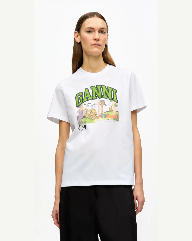 Ganni weiß Weißes, lockeres Basic-T-Shirt Poppy aus Jersey Baumwolle - Größe Weiß